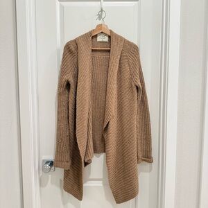 Abercrombie & Fitch Women’s Soft & Cozy Draped Open-Front Cardigan in Tan color